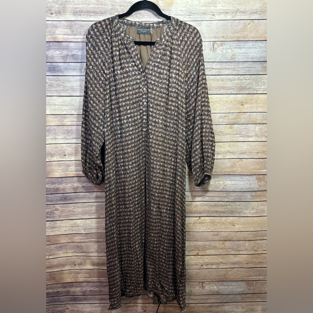 Dress Forum Houndstooth Midi Dress Black Brown Size Large